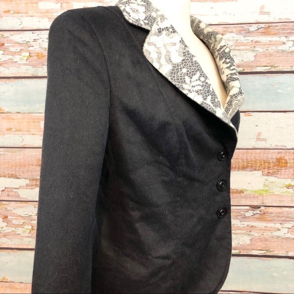 ESCADA Black Wool Lace Print Jacket - Picture 5 of 9